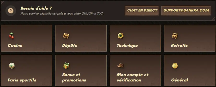 Sankra Casino support client